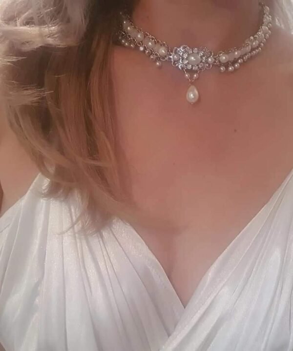 שרשרת פנינים לכלה: שרשרת חתונה בסגנון שנות ה-20 עם ריינסטון